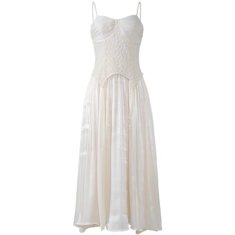 Váy Maxi 2 Dây Màu Trắng