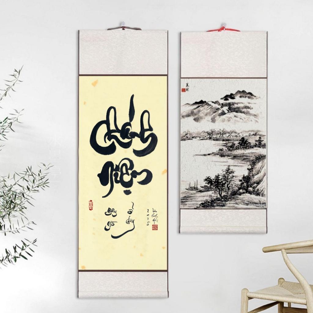 Biểu lụa bồi giấy xuyến 32x75cm dùng viết thư pháp, vẽ tranh thuỷ mặc nhiều màu sắc