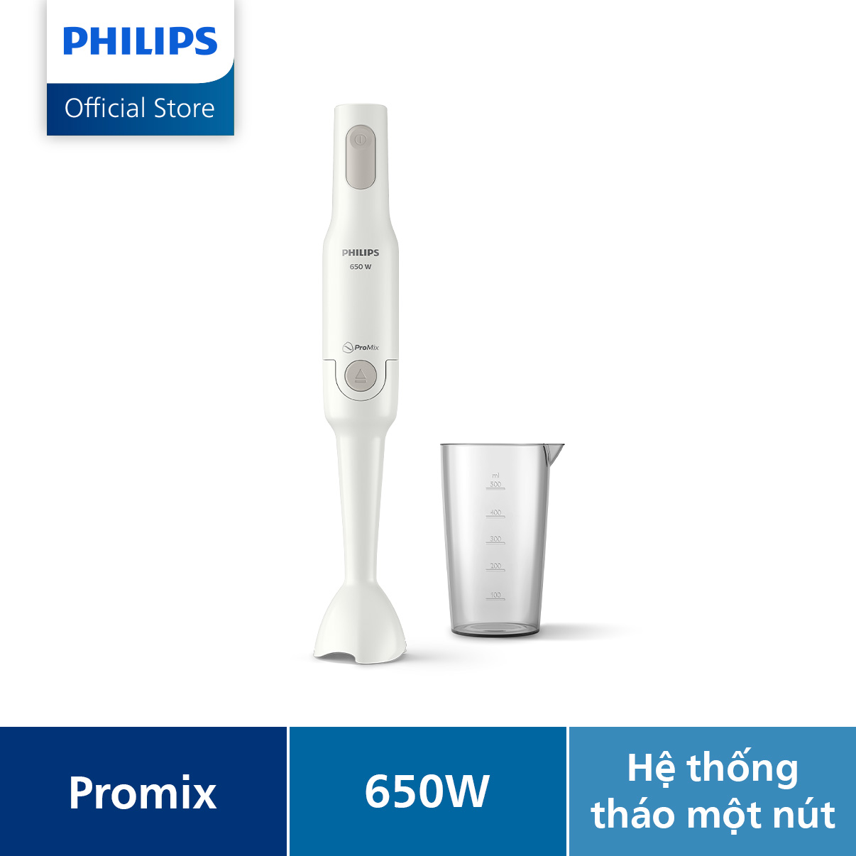 Máy xay cầm tay PHILIPS Promix HR2531 /00 650W thanh tay nhựa - Hàng Chính Hãng