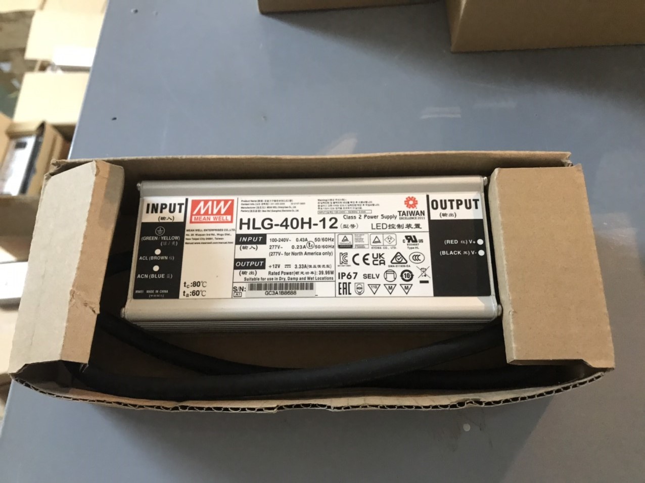 Nguồn LED Driver HLG-40H-12 Meanwell , Hàng chính hãng
