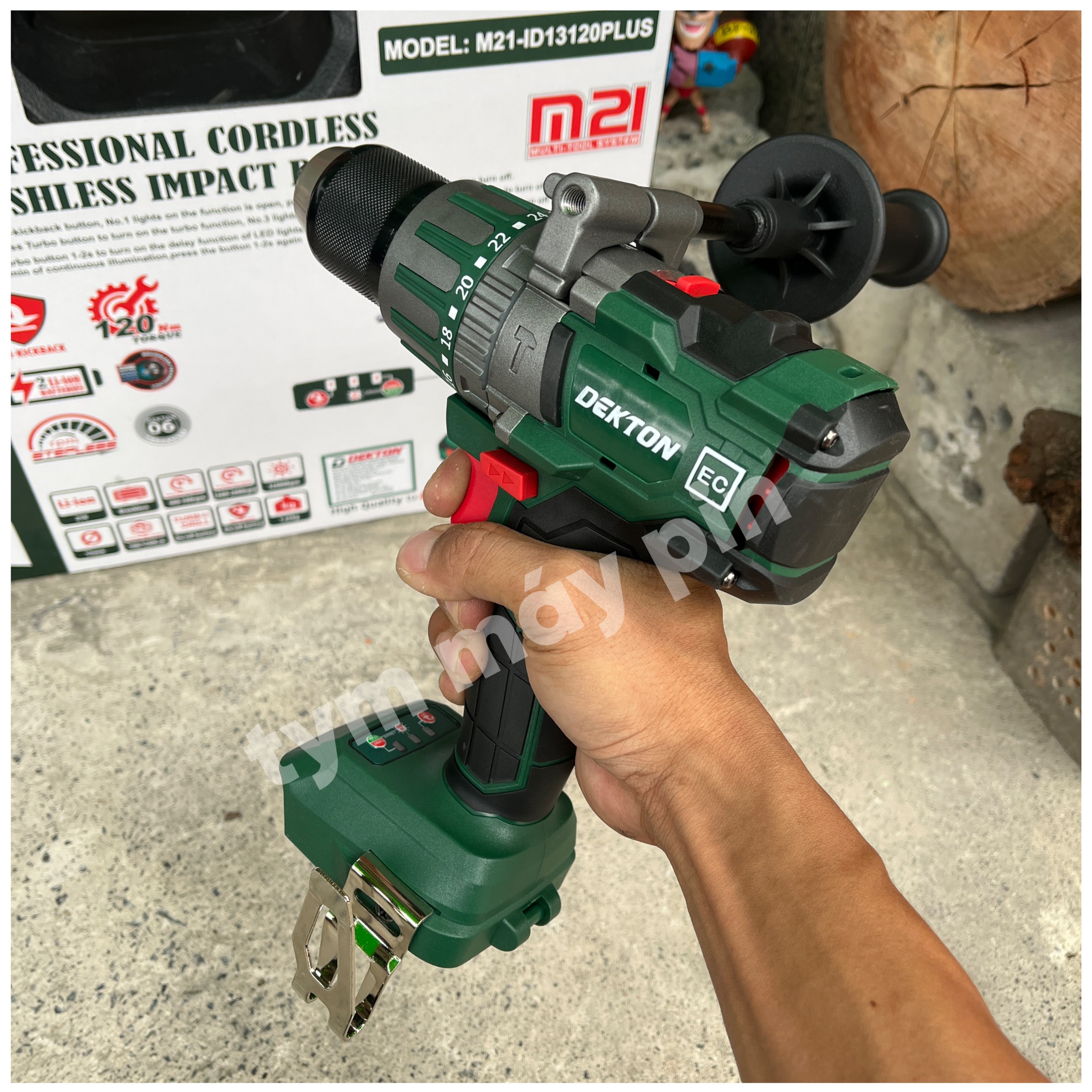 Thân máy khoan M21-ID13120JCB pin 3 chức năng Dekton brushless 120Nm – chưa pin sạc