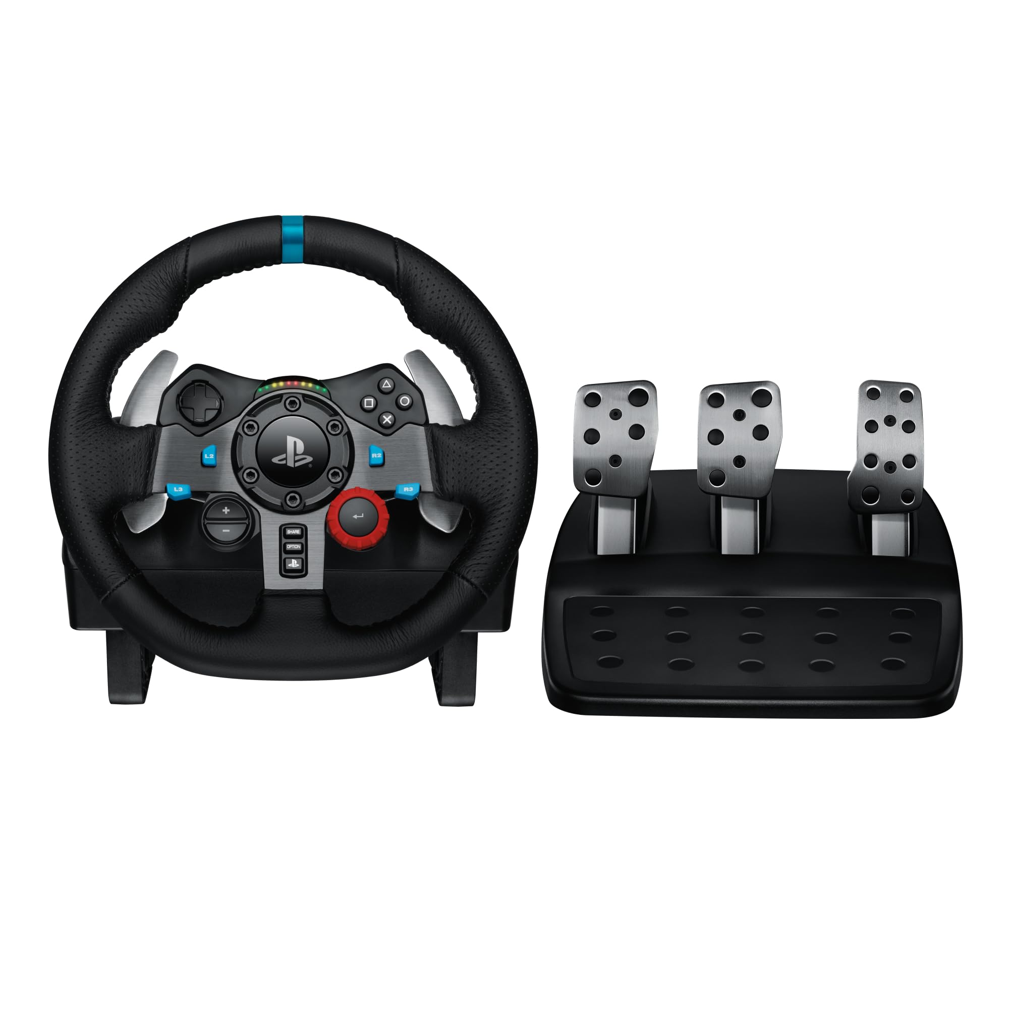 Vô lăng đua xe Logitech G29 Driving Force và bàn đạp thép không gỉ, tay lái bọc da thủ công, phù hợp PS5, PS4, PC, Mac -Hàng chính hãng