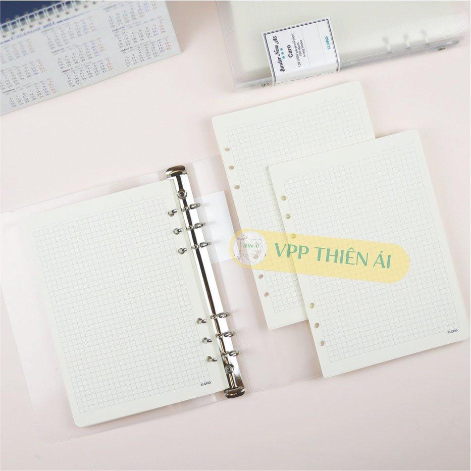 Sổ còng sắt A5 caro 200tr Klong bìa trắng trong - VPP Thiên Ái