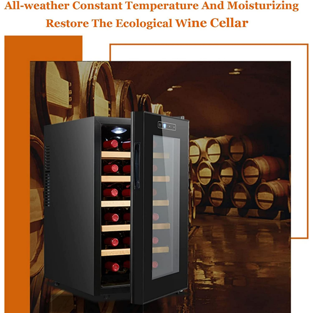 Tủ Vang 18 ngăn 46L JC-46AW Freestanding Wine Fridge with interior LED Light 12-18°C