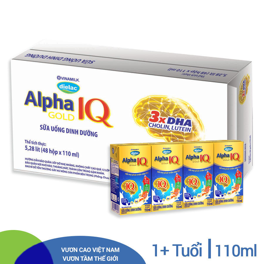 Thùng 48 Hộp Sữa Bột Pha Sẵn Vinamilk Dielac Alpha Gold IQ 110ml