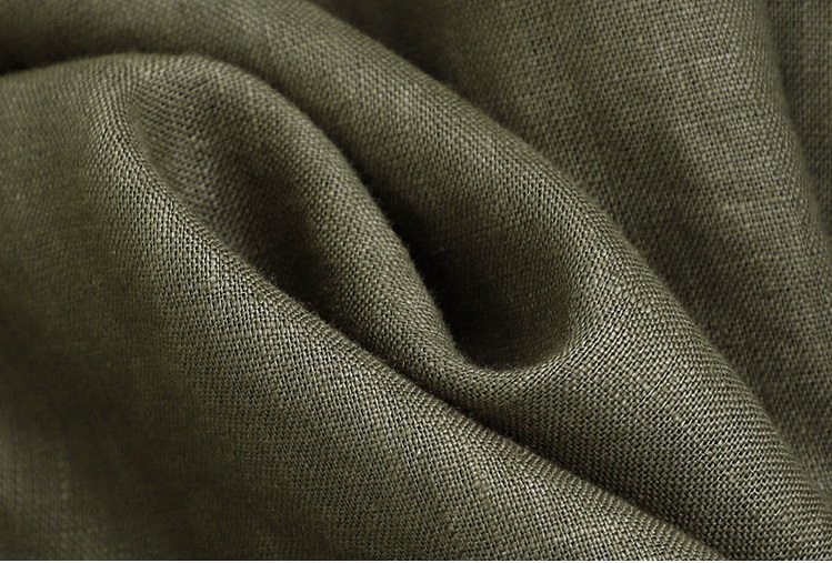 Đầm linen dáng suông cổ V cách điệu, có dây rút bo eo thời trang trẻ trung màu Xanh Rêu D218