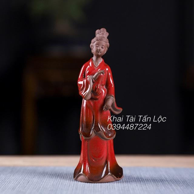 Tượng cô gái , tượng thiếu nữ cổ trang gốm sứ để trang trí