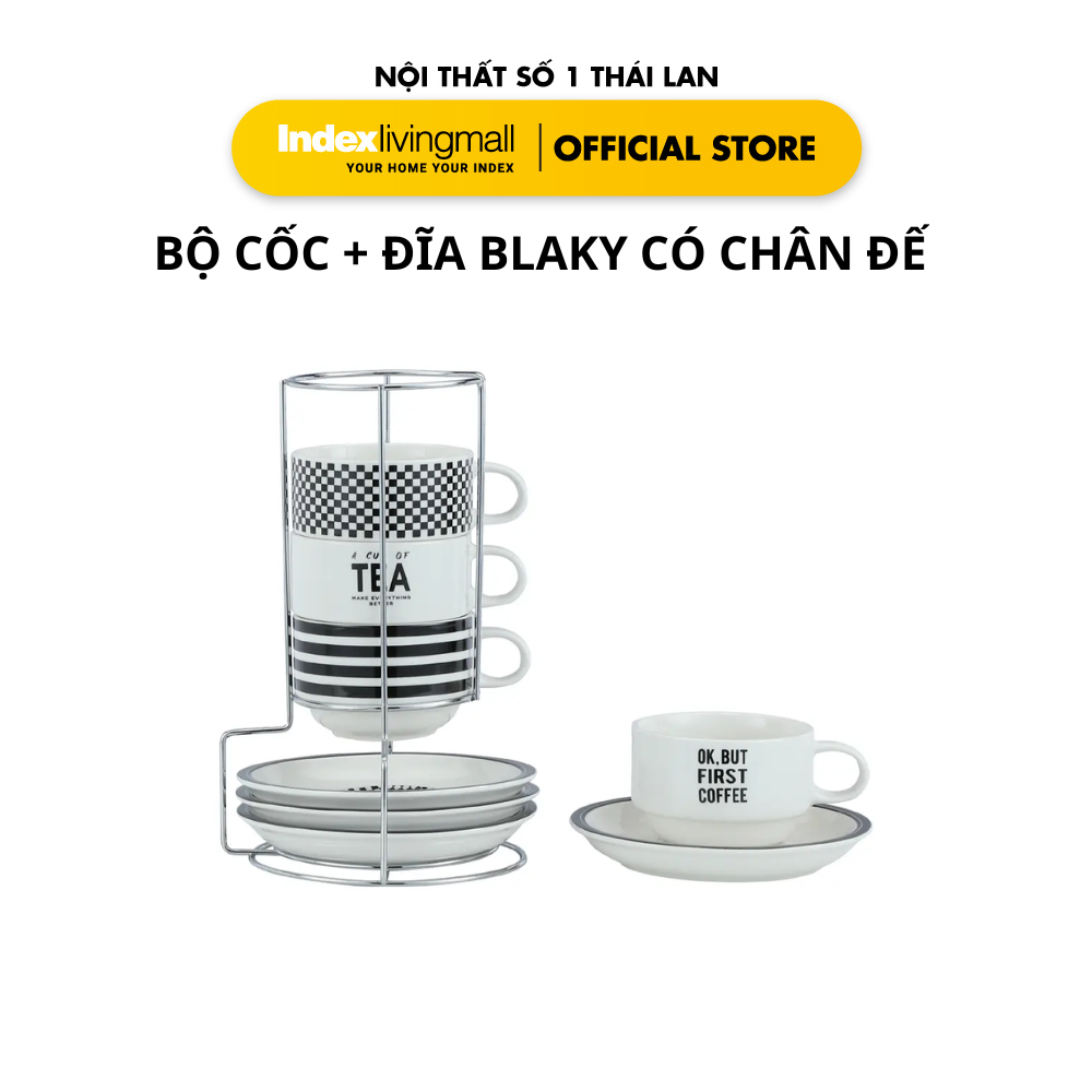 Bộ Cốc + Dĩa Kèm Chân Đế 17,5 x 16,5 x 25 cm | Index Living Mall | Nội Thất Nhập Khẩu Thái Lan
