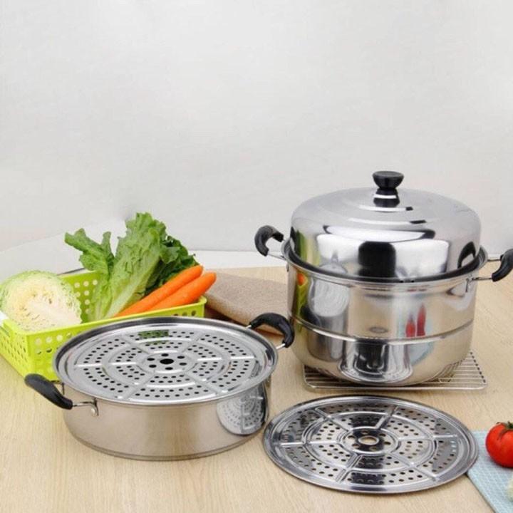 Nồi Hấp Inox 3 Tầng 28cm Đa Năng