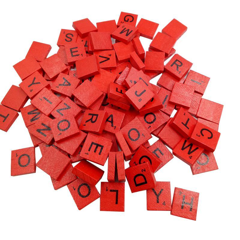 New Wooden Puzzle Tiles Letters 100 Set of Alphabet Board Game Pieces Scrapbooking Craft DIY