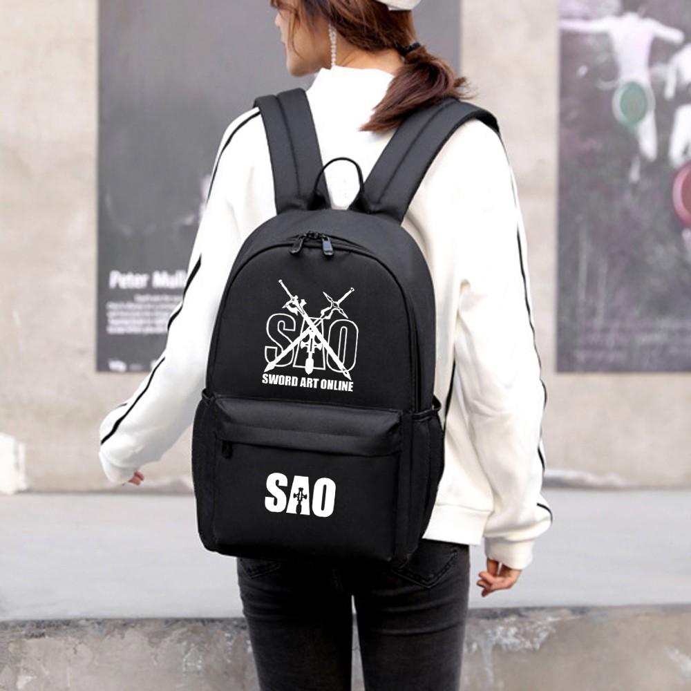 Balo SAO Sword Art Online nam nữ, chất liệu vải cao cấp bền đẹp, ngăn đựng vừa laptop 15.6 inch
