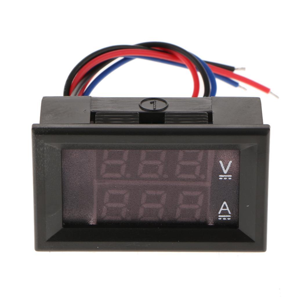 2-4pack DC 0-100V LED Motor Dual Display Digital Voltage Current Meter 10A