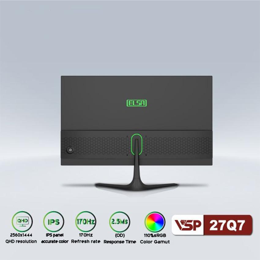 MÀN HÌNH GAMING VSP ELSA 27Q7 (27 INCH/QHD/IPS/170HZ/2.5MS) - Hàng Chính Hãng