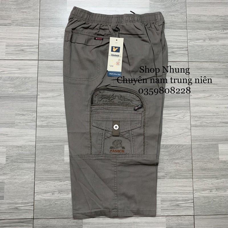 Quần ngố thô kaki túi hộp nam trung niên túi hộp hàng đẹp có size lớn 100kg