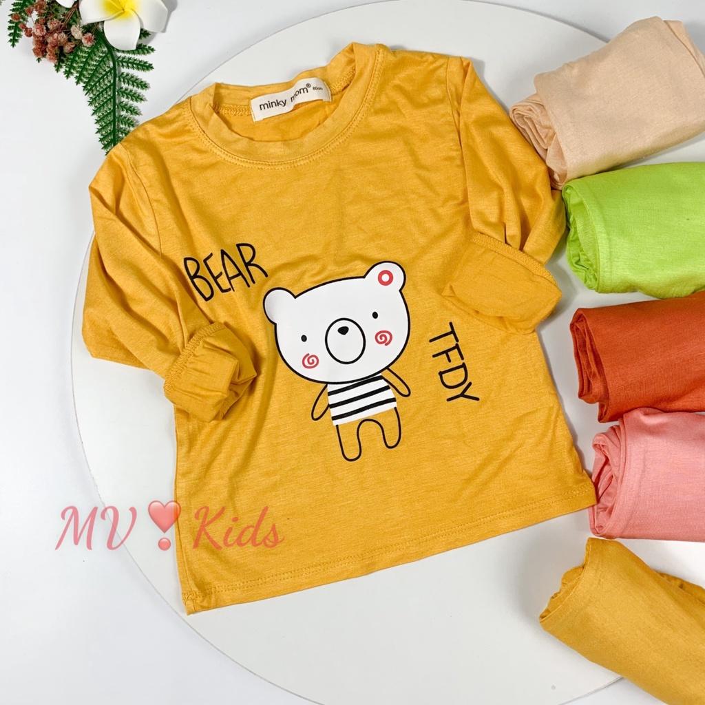 Bộ Quần Áo Bé Gái, Bé Trai Minky Mom Vải Thun Lạnh in hình Khỉ nâu... Dài Tay Cho Bé (MKDTL08