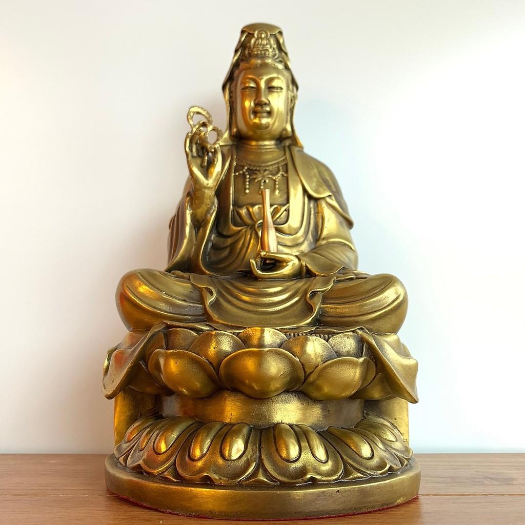 Tượng Quan Âm Bằng Đồng Thau Cao 30cm