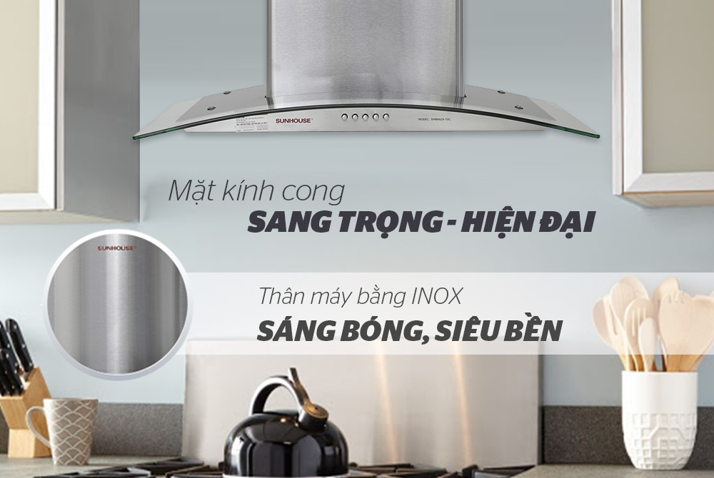 Máy hút mùi không hủy Sunhouse SHB6629-70C (Trắng) - Hàng Chính Hãng