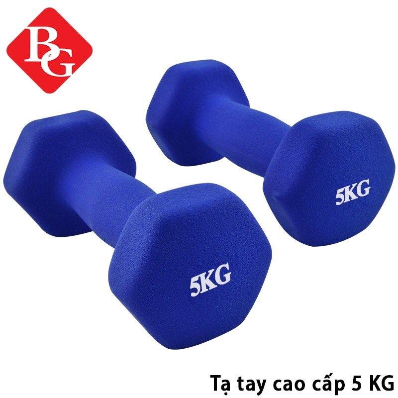 Bộ Tạ Tay 5kg Bọc Cao Su Lõi Thép Cao Cấp (Tổng 10kg) - 2 quả 5kg