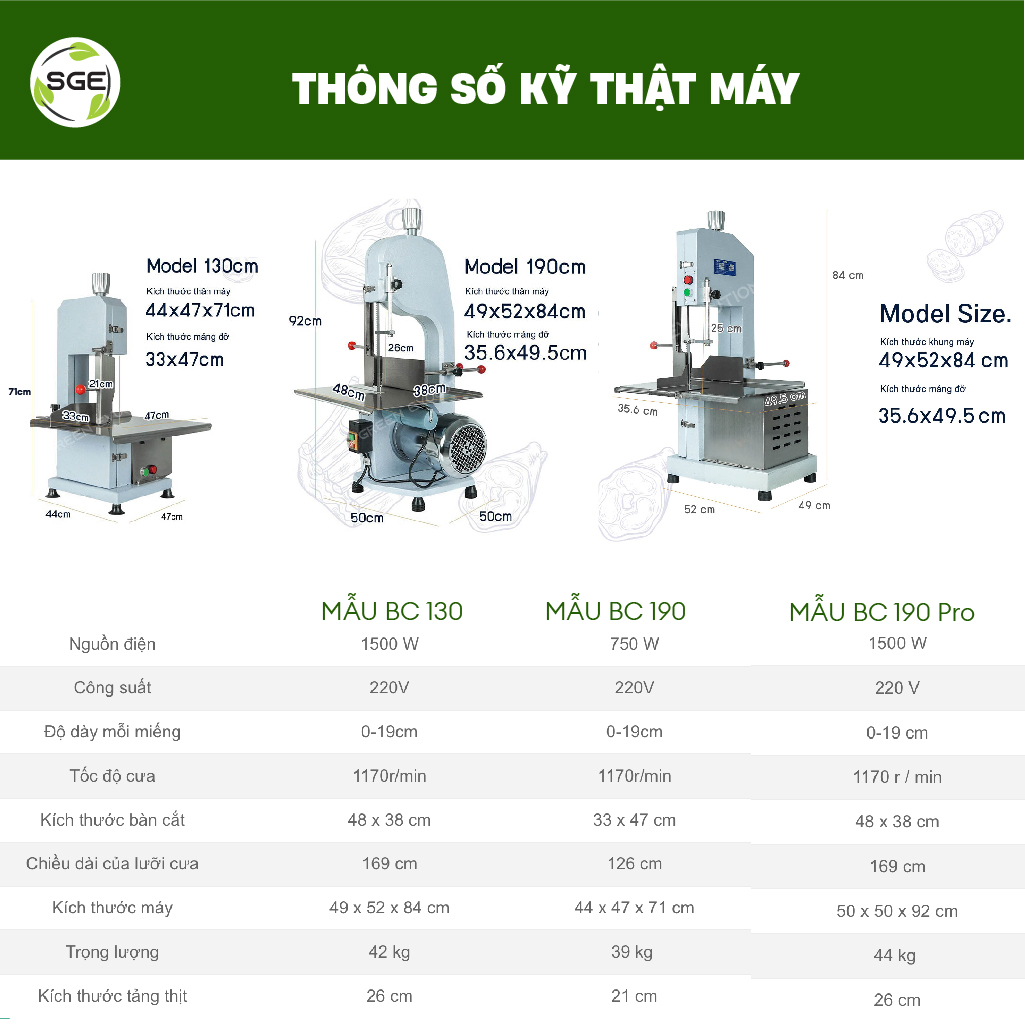 Máy Cắt Xương, Máy Cưa Xương, Máy Thái Xương, Máy Cắt Thịt Đông Lạnh BC190. Hoạt Động Công Suất Cao 24/7, Dễ Vận Hành, Tiết Kiệm Điện Năng, Hàng Nhập Khẩu Cao Cấp 