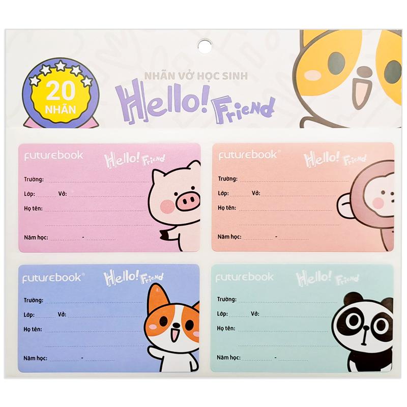 Nhãn Vở Học Sinh Hello Friend - futurebook N144 (20 Nhãn)