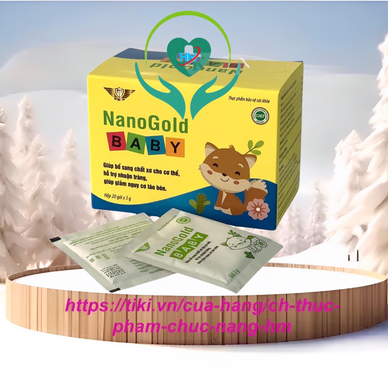 Cốm táo bón NanoGold Baby Vinh Thịnh Vượng VV, hộp 20 gói, bổ sung chất xơ, ngừa táo bón cho trẻ