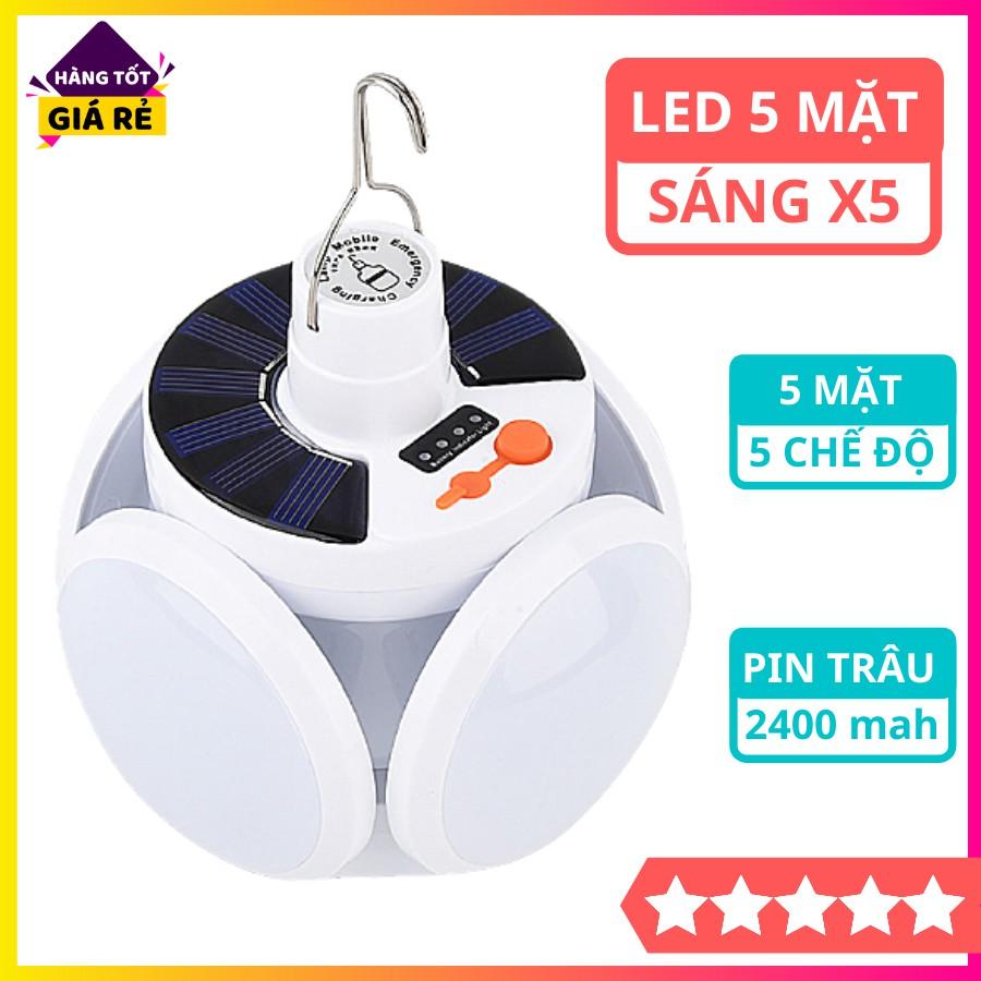 BÓNG ĐÈN 5 LED TÍCH ĐIỆN NĂNG LƯỢNG MẶT TRỜI HÌNH HOA 4 CÁNH DÙNG ĐI DU LỊCH TRANG TRÍ NHÀ CỬA TIỆN LỢI