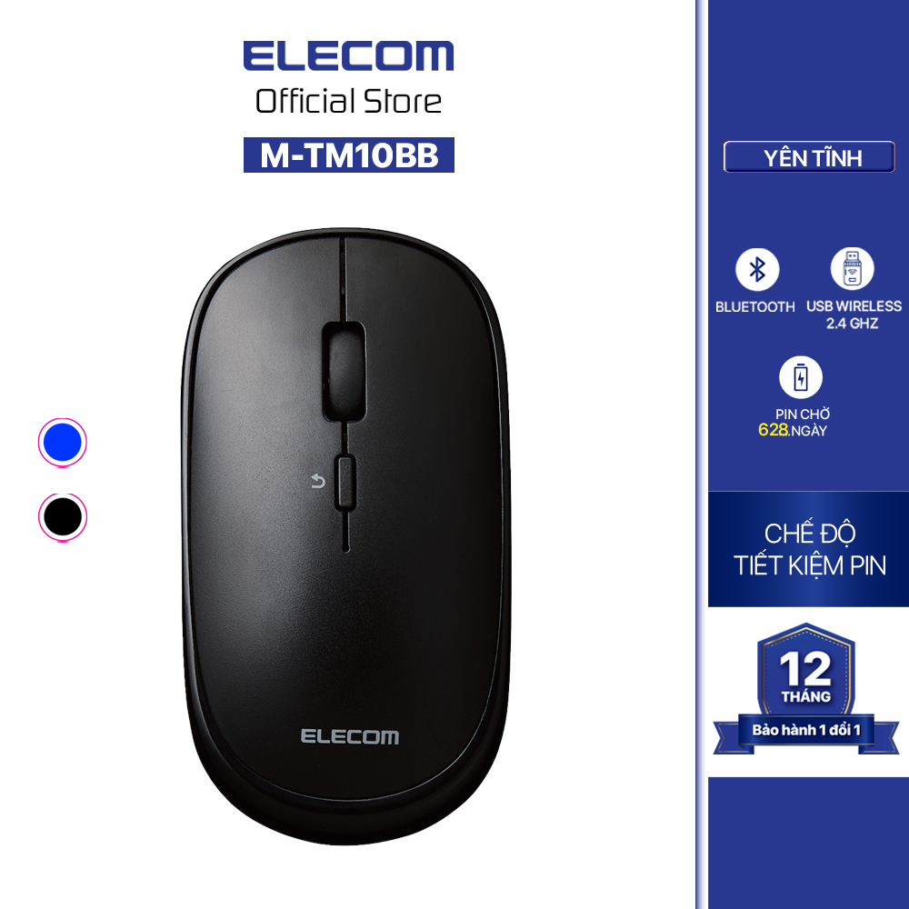 Chuột không dây yên tĩnh BlueLED ELECOM M-TM10BB