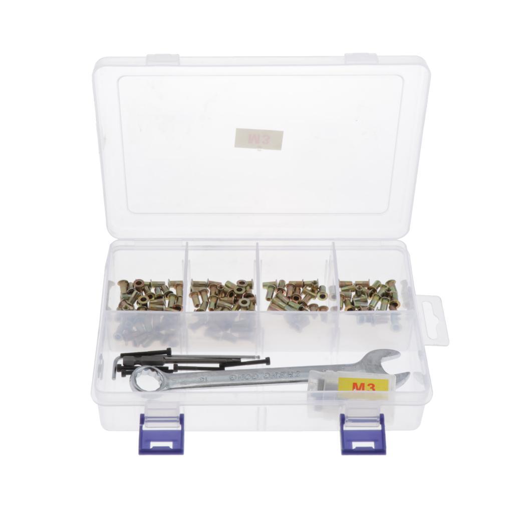 100pcs M3 Rivnut, Wrench, Hex Key, Hexagonal Batch Head, Nuts Rivet Kit