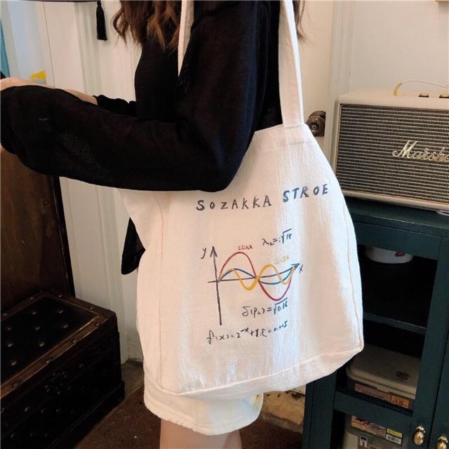 TÚI TOTE VẢI ULZZANG TÚI VẢI VINTAGE HÌNH HỌC