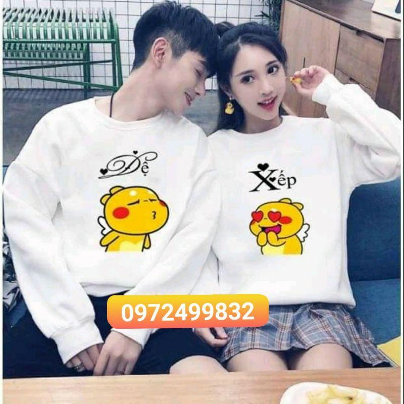 Áo sweater cặp thu đông in hình dễ thương