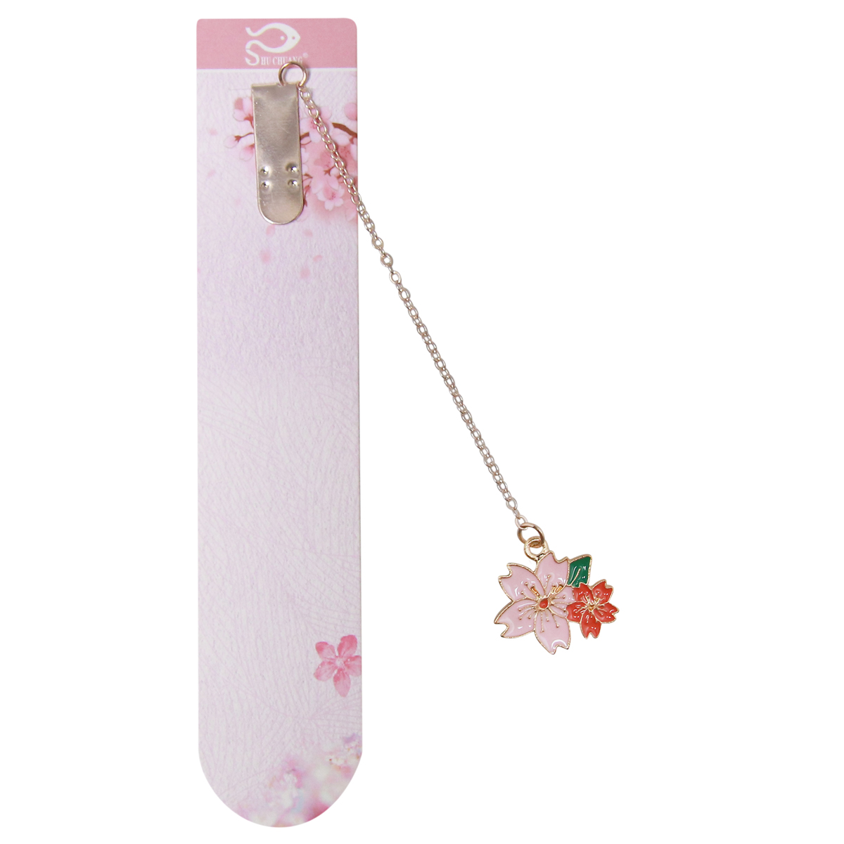 Bookmark Kẹp Sách Kim Loại Phối Charm Hình Hoa Sakura - Mẫu 2