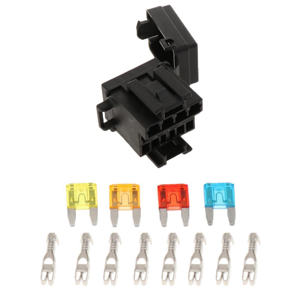 Automotive Marine RV Boat Fuse Relay Holder 4-Slot Relay Box 1 Relay 4 Fuses