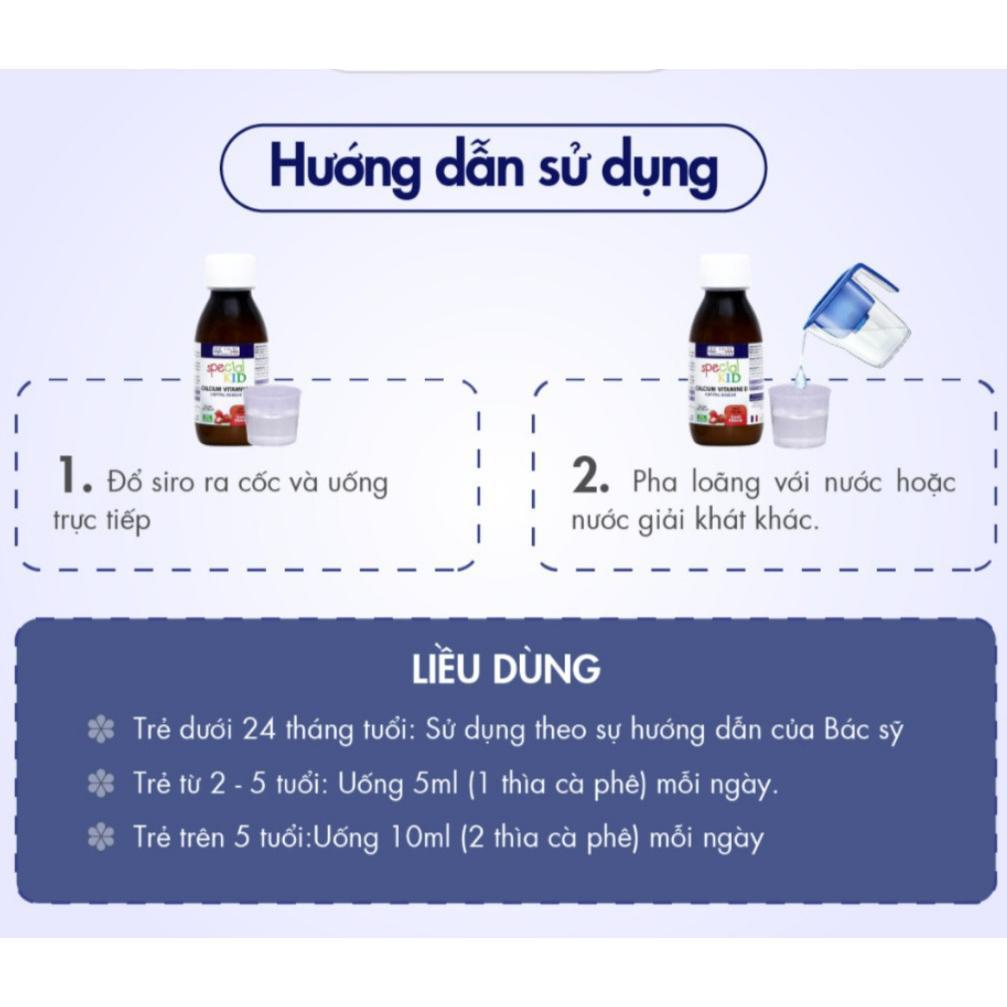 [HSD 12.2025] Special Kid Calcium Vitamine D - Siro hỗ trợ tăng chiều cao,bổ sung Canxi và Vitamin D - 125ml Vị Dâu - Hàng Chính Hãng