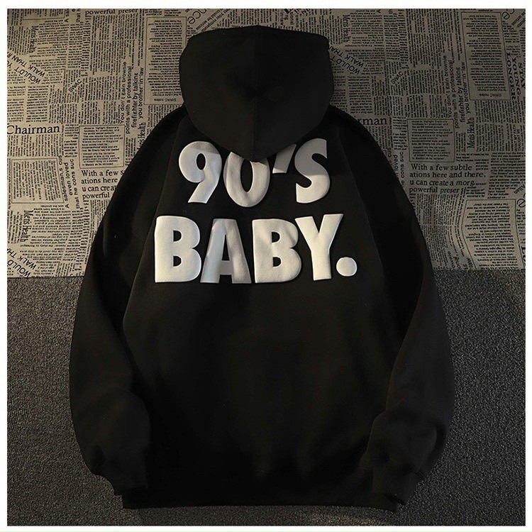 ÁO HOODIE 90’S BABY FORM RỘNG UNISEX HÀNG QUẢNG CHÂU CÓ MŨ 2 Lớp( Ảnh thật), Áo Khoác Hoodie Form Rộng Unisex BABY Vải Nỉ Bông Dày Dặn