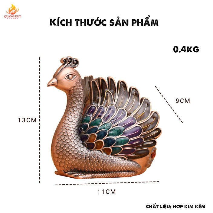 Gạt tàn thuốc hình con công độc đáo, phụ kiện trang trí phòng khách sang trọng