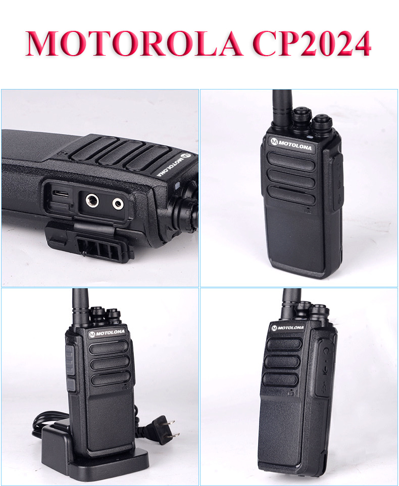 2 bộ đàm Motorola CP-2024 + 2 Tai nghe chuyên dụng cho bộ đàm, phiên bản mới nhỏ gọn, liên lạc xa 2.5 km, pin dùng 12 giờ, xuyên phá vật cản tốt - Hàng nhập khẩu