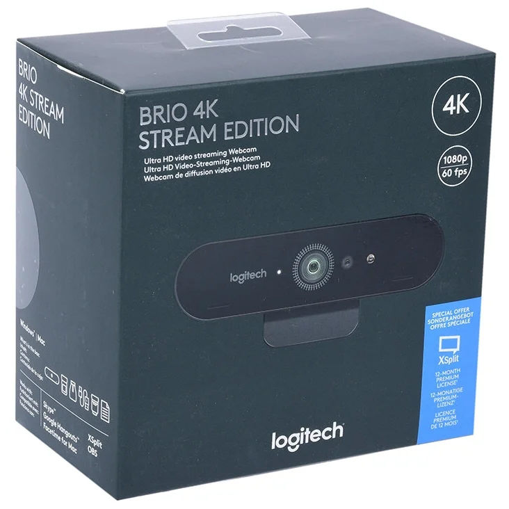 Webcam Logitech BRIO - 4K Ultra HD, tự động chỉnh sáng &amp; lấy nét, mic kép to rõ loại bỏ tiếng ồn, góc rộng 78 độ - Hàng chính hãng - Bảo hành 12 - 36 tháng