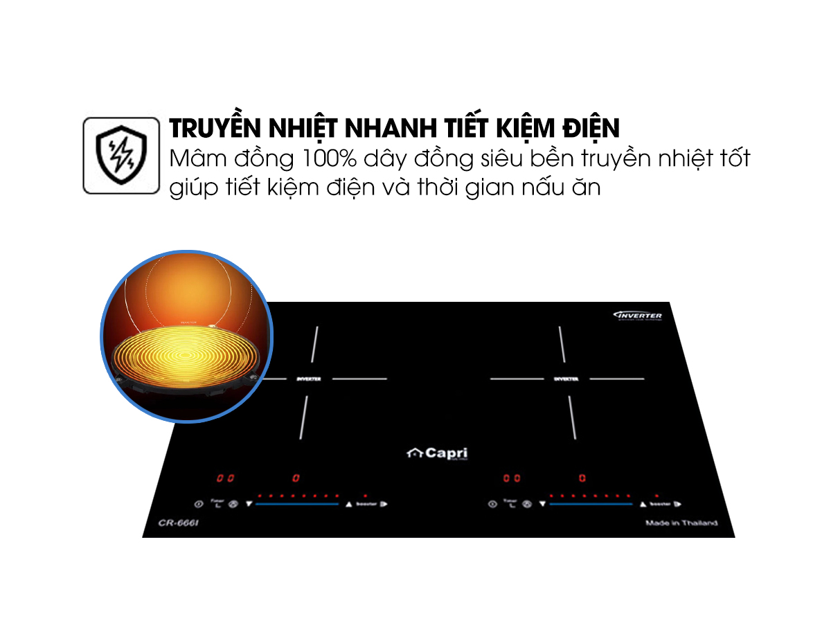 Bếp Điện Từ Capri CR-666I - Hàng Nhập Khẩu Thái Lan, Sản Xuất Theo Công Nghệ Tiên Tiến Châu Âu, Tiết Kiệm Điện Và Thời Gian Nấu Tối Ưu