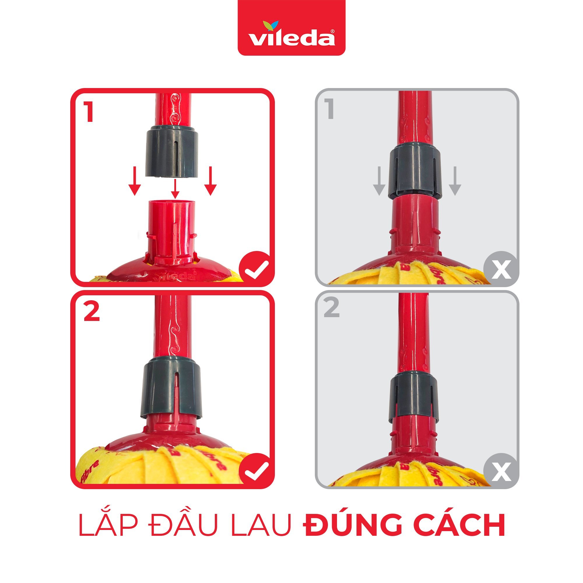 Cây lau nhà VILEDA Supermocio Soft vải sợi siêu nhỏ, thấm hút nhanh phù hợp sàn gỗ các loại