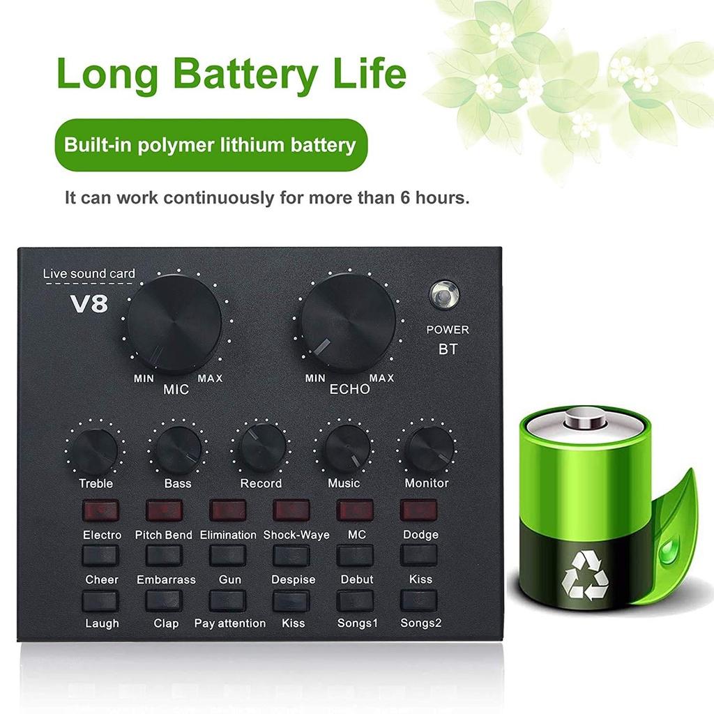 Sound Card V8 Có Bluetooth Thu Âm Livestream