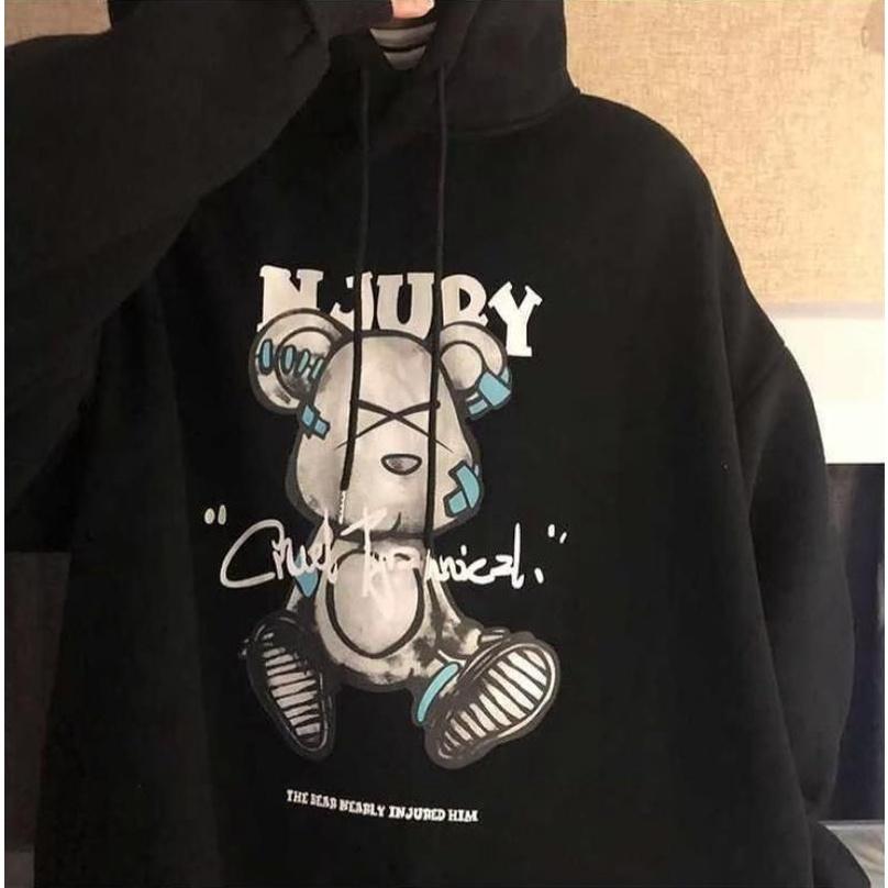 Áo Hoodie Đen In Hình Gấu Phong Cách Hàn Quốc Dành Cho Nam Size M-3XL