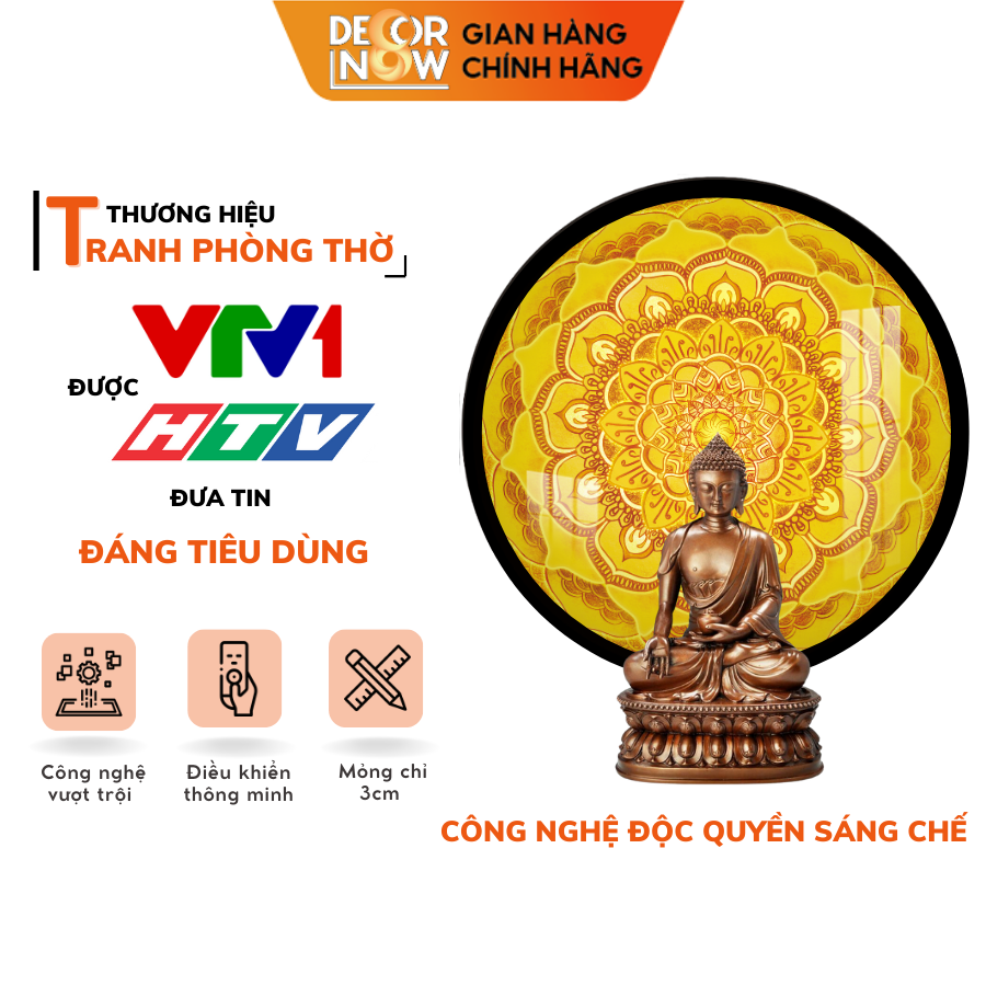 Đèn Thờ Hào Quang Trúc Chỉ TRÒN DECORNOW 50,60 cm Trang Trí Bàn Thờ, Gia Tiên Cho Tượng Phật DCN-32