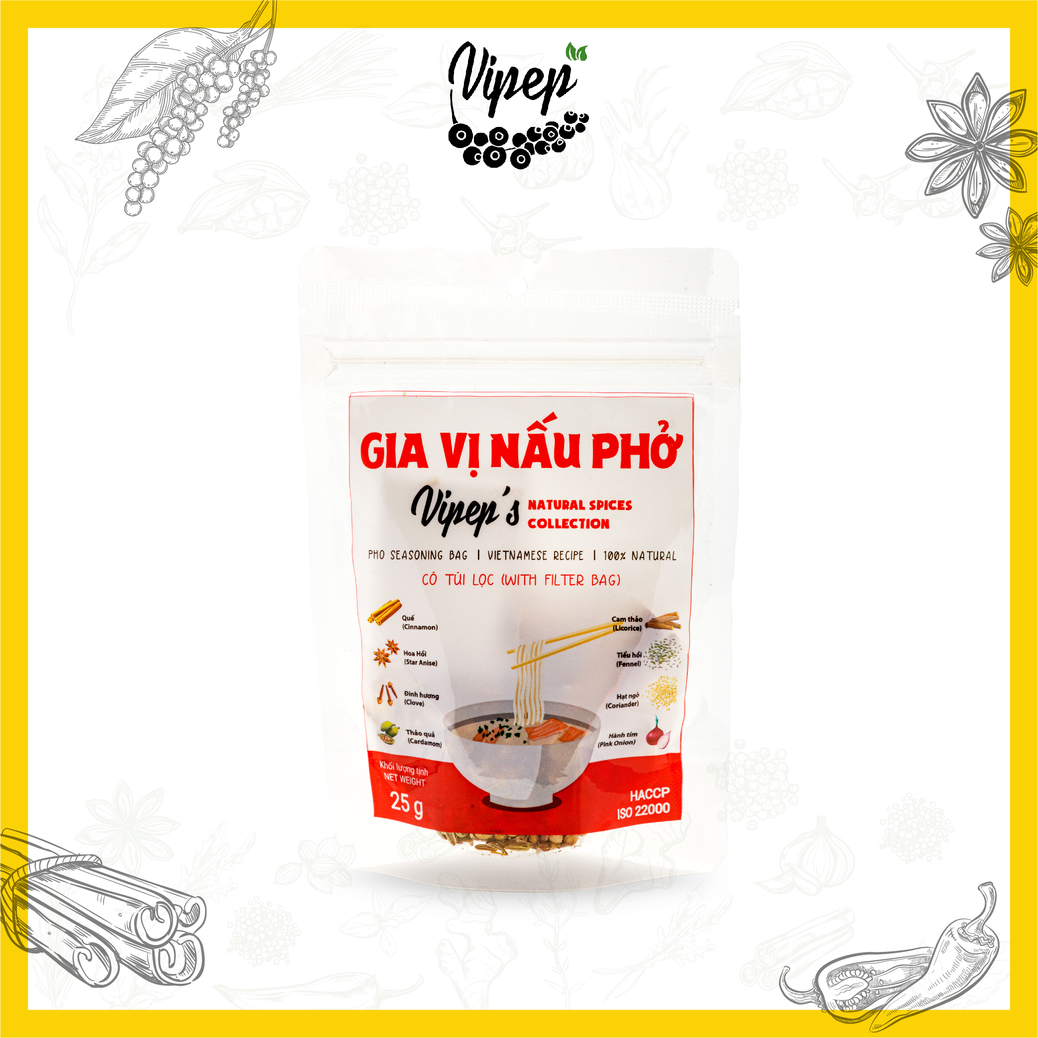 Gia Vị Nấu Phở Vipep - Gói Gia Vị Nấu Phở Bò