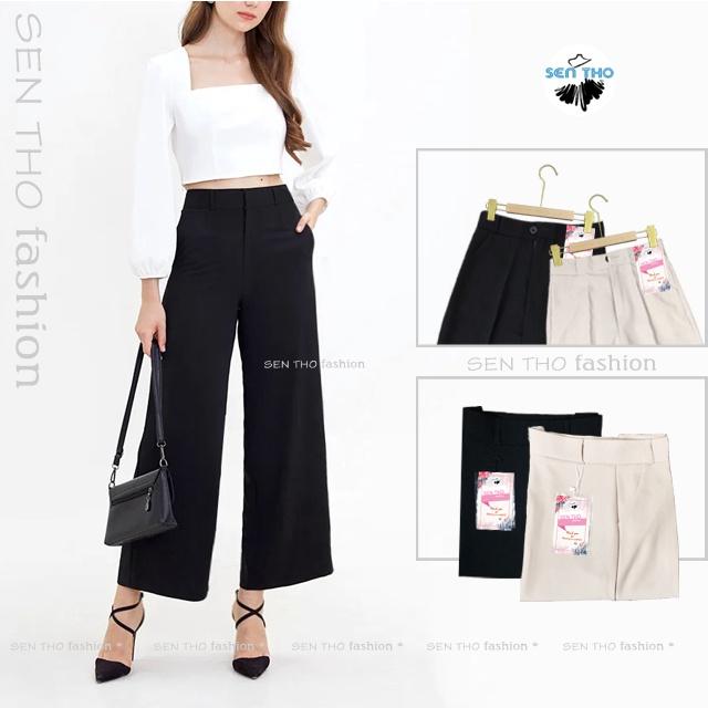 Quần Suông Nữ Công Sở Ống Rộng, Quần Culottes Có Khóa Kéo Siêu Xinh Mặc Chân Dài Miên Man Chất Vải Dày Dặn