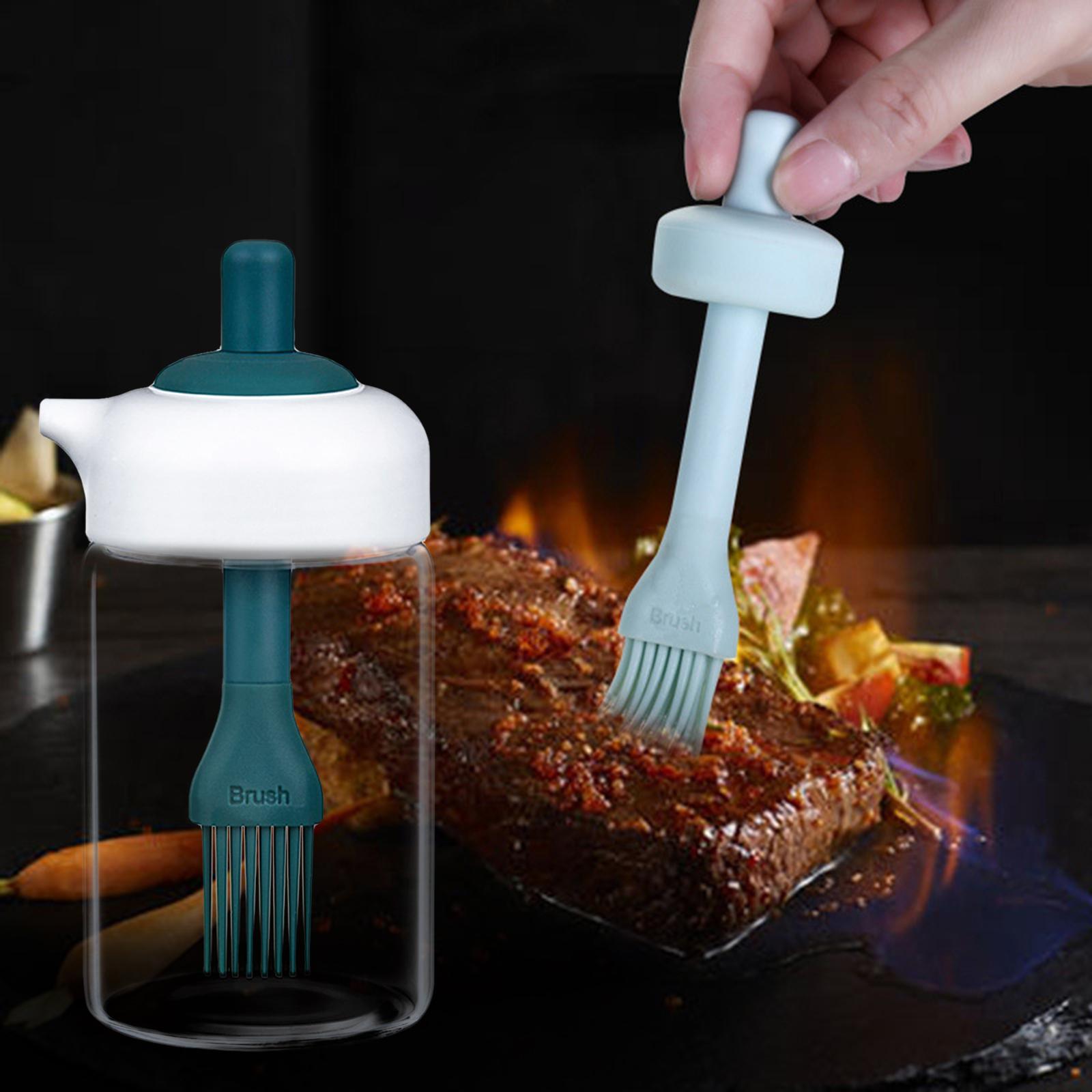 2Pcs Oil Bottle Oil Dispenser with Silicone Brush 230ml Leakproof