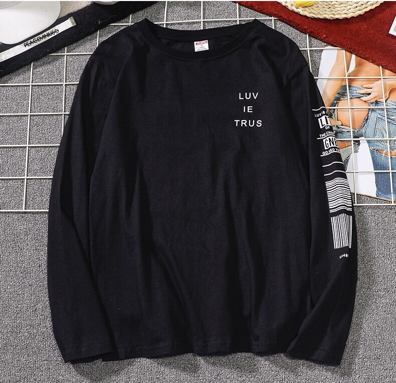 Áo thun tay dài form rộng unisex - sweater mã vạch