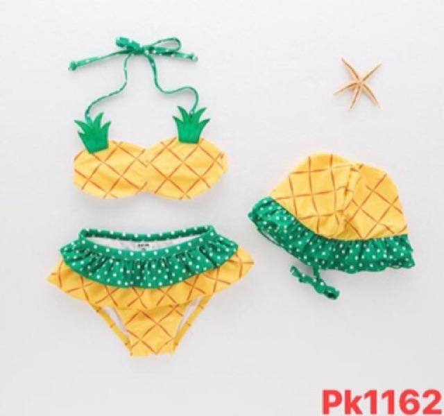 Set bikini dâu dứa trẻ em