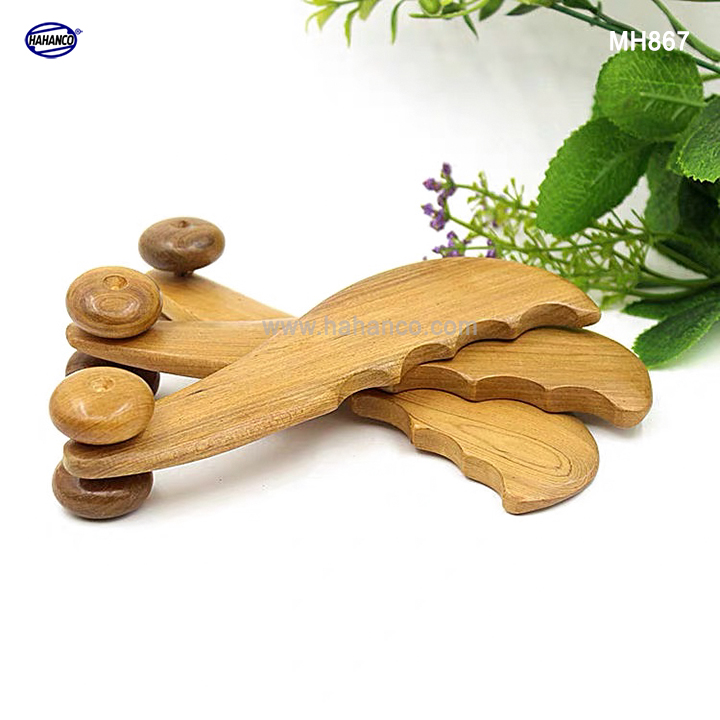 Dụng cụ lăn mũi và Mát xa ngón tay, cạo gió ấn huyệt bằng Gỗ Bách Xanh hình răng cưa Chăm sóc sức khỏe