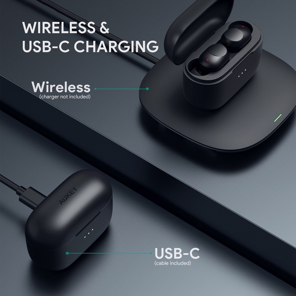 Tai Nghe Bluetooth True Wireless AUKEY EP-T31 - Pin Lên Đến 30 Giờ - Chống Thấm Nước IPX5 - Bluetooth 5.0 - Hàng Chính Hãng