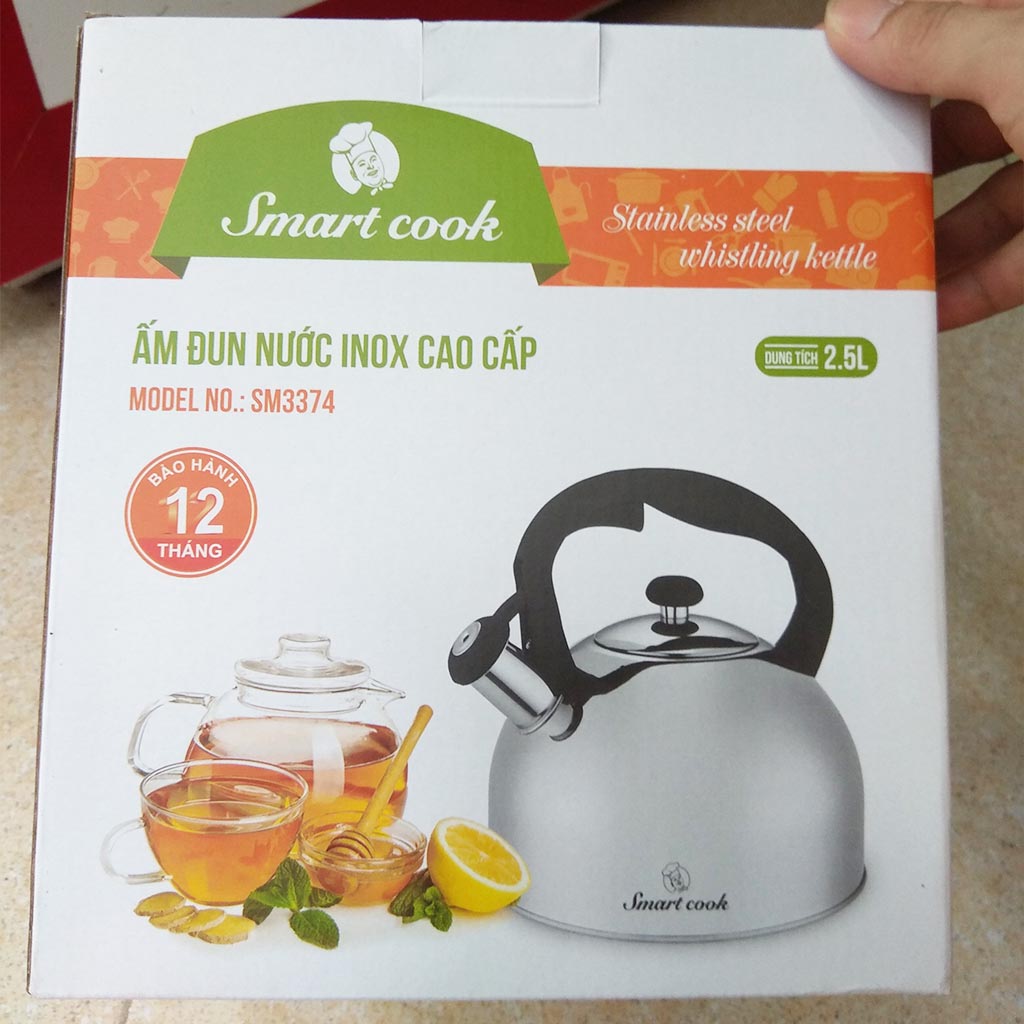 Ấm đun nước Inox 304 Elmich Smartcook 2.5L SM3374 dùng bếp từ - Hàng chính hãng